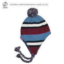 Chapéu de malha de acrílico quente chapéu de malha Earflap tricotado chapéu Bobble orelha Flap Beanie chapéu